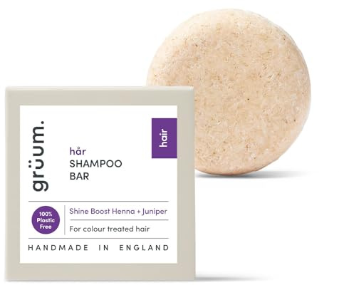 grüum Shine Boost Shampoo Bar 50g - Solid Shampoo Bars for Hair Up to 60 Washes - Plastic Free Vegan Bar for Men & Women - Paraben Free Rich Lathering Bars for Colour Treated Hairs