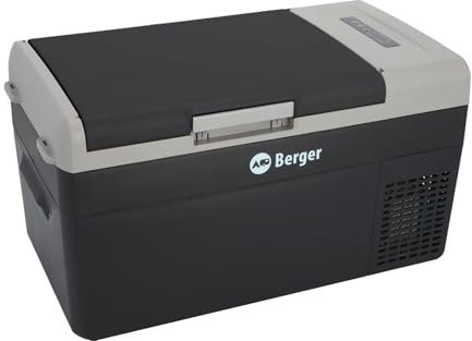 BERGER Tragbare Kompressor Kühlbox MC 20 Liter | Elektrische Kühlbox ideal für Camping mit Elektronischer Anzeige | Leistungsstarke Kühlung, 12/24/230 V | Perfekt für Reisen & bei jedem Wetter
