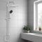 Hibbent Duschset ohne Armatur, Duschstangeset Duschsäuleset, 3-Modus-Handbrause, Höhenverstellbar, Regendusche Duschsystem mit Duschkopf aus rostfreiem Edelstahl, Messing-Umschalter, Chrom