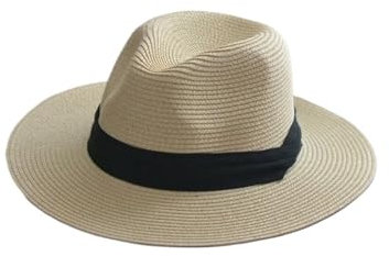 Chapeau Paille Femme Chapeau de paille à grande tête avec chapeau tissé en paille pliable, grande taille 60-64cm for hommes, chapeau haut-de-forme, Protection solaire, chapeau d'ombrage(Beige,61-64cm)