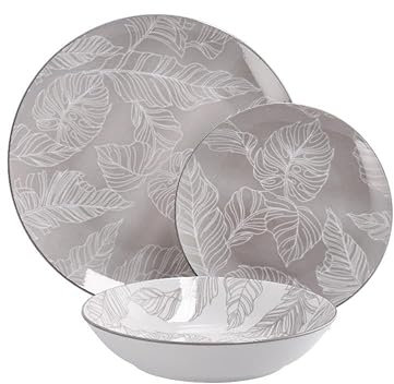 Servizio di Piatti da Tavola in Ceramica Grigio 18 Pezzi