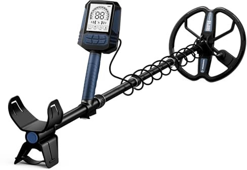 SUNPOW Détecteur de Métaux Rechargeable pour Adultes - Bobine Double D de 28 cm, Batterie au Lithium 35h, 10 Niveaux de Sensibilité, 4 Modes de Recherche, 7 Identifications de métaux, étanche IP68