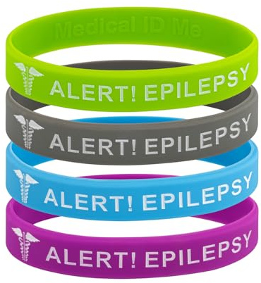 Lot de 4 bracelets de sensibilisation médicale en silicone pour enfant