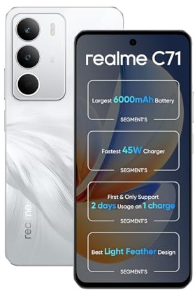 realme C71 Dual SIM Smartphone | 6GB RAM + 128GB Storage | 6.67 120Hz Display | 50MP AI Camera | 6300mAh Battery | 45W Fast Charging | White Swan | Android 15 | 12m Warranty (White Swan)
