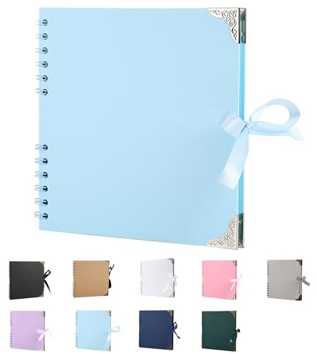 SHUBEIEUMI Scrapbook Photo Albums, 60 Pages Photo Book (Purple) | 20.5 x 20.5 cm Scrap book with Ribbon Closure, Kraft Paper Scrap Book Ideal for Scrapbooking, Albums Arts and DIY Craft