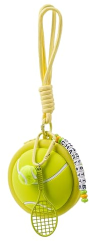 Personalisierte Silikon-Tennisball-Geldbörse mit Namensperlen Individuell gestaltete Mini-Geldbörse in Form eines Tennisballs mit Schläger-und Ball-Anhängern Schlüsselanhänger Kleine Geldbörse Frauen