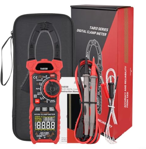 Wlinfetity Intelligent Digital Clamp Meter TA813B Für Elektriker, 1000A Stromzange Mit NCV-Erkennung, Messung Von Spannung Widerstand Kapazität Für Frequenz Temperatur, VA-Farbdisplay Mit