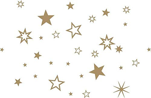 90 Stück goldene Sterne Aufkleber Fensterdekoration zu Weihnachten Fensterbild/Fensteraufkleber, Wandtattoo Weihnachtsdekoration 70001