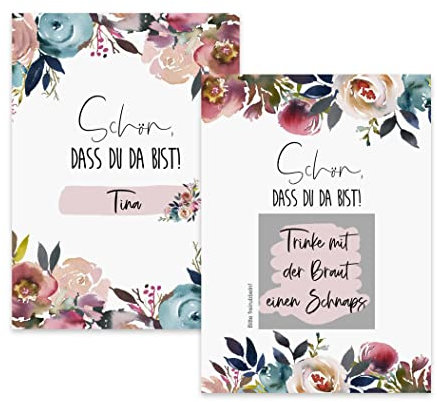 Nastami 50 Rubbelkarten Boho Hochzeit!, Hochzeit Spiel, Gastgeschenk Hochzeit