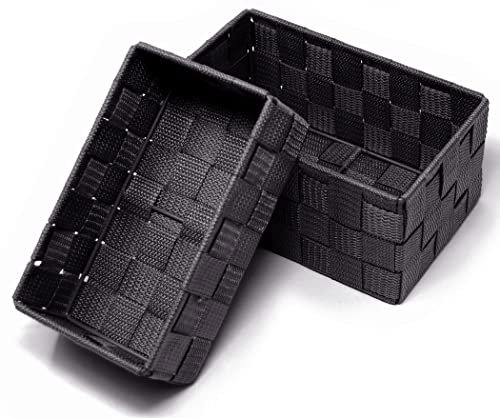 Lashuma Offene Aufbewahrungskörbe 2er Pack, Korb Größen: 19x10x7 cm und 20x13x10 cm, Graue Badezimmer Körbchen