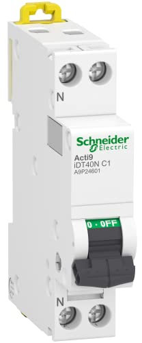 Schneider Electric - Acti9 iDT40N - disjoncteur modulaire - 1P+N C 1A 6000A/10kA - A9P24601