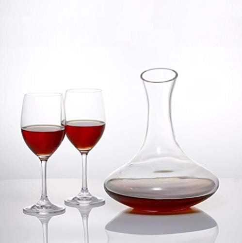Decanter per vino rosso in vetro cristallo soffiato a mano, al 100% senza piombo, regalo e accessorio per amanti del vino 2 decanter + bicchiere da vino.