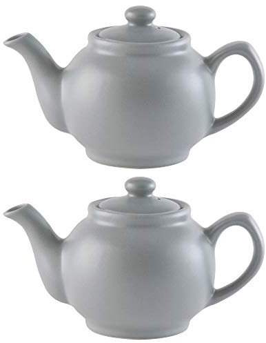 Price & Kensington Traditional Ceramic Tea Serving Teapot 2 Cup Matt Grey (Pack of 2)