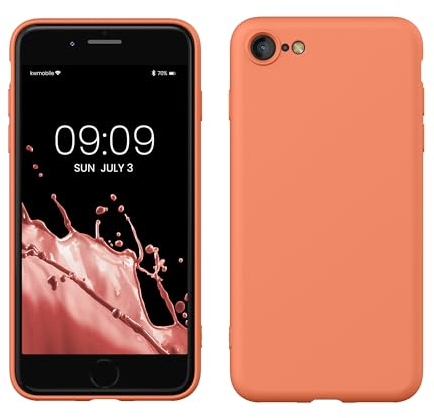 kwmobile Case Compatible with Apple iPhone SE (2022) / iPhone SE (2020) / iPhone 8 / iPhone 7 Case - Slim Protective TPU Silicone Phone Cover - Summer Orange