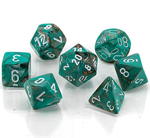 Marble Oxi-Copper w/White Polyhedrische Würfel 7er Set