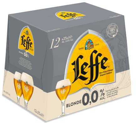Leffe Blonde 0% Bière sans alcool Pack 12 Bouteilles 25 cl