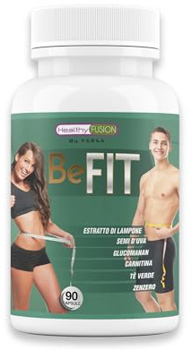 Healthy Fusion Be Fit | Dimagrante | Perdita di peso | Tè verde, glucomannano, L-carnitina, zenzero | Formula naturale 90 capsule