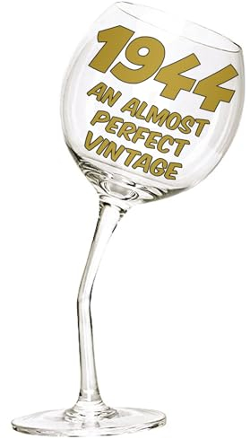 Bombo Bicchiere in Vetro Calice storto per compleanno 80 anni in lingua Inglese - 440 ml