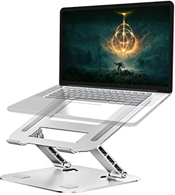 ZEPTRON Foldable Portable Aluminium Laptop Stand | Desk Stand with Height Adjustment | Compatible for 11 Inch/11.6”/13.3 Inches/14 Inch/15 Inch/15.6” Laptops Notebooks - Silver