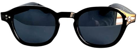 Vintange Sunglasses Sonnenbrille Typ MOSCOT JHONNY DEPP oval gewölbt glänzend POV UV 400, Schwarz , Medium