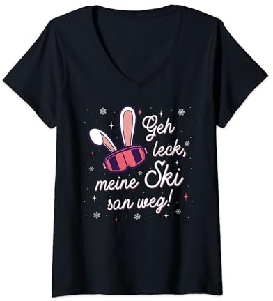 Apres-Ski Geh Leck meine Ski san weg! Lustiges Skihaserl T-Shirt mit V-Ausschnitt