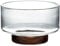 Angoily Glass Salad Bowl with Wooden Stand, Glass Fruit Basket, Clear Dessert Bowl for Fruit Home Kitchen Counter Accessory