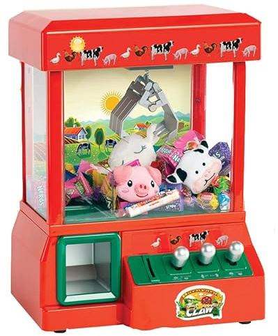 Electronic Arcade Claw Machine Mini Candy Prize Dispenser Game with 4 Plush Toys and Coins