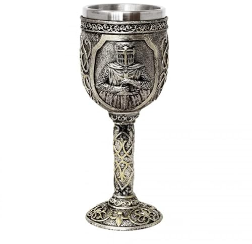 MediMuc Calice de chevalier médiéval avec épée argentée - Décoratif, peint à la main