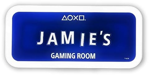 Insegna Luminosa PlayStation Insegna Personalizzabile Ufficiale per Gaming Room, Inclusi Stickers per Personalizzazione, LED Alimentata da 3xAAA Batterie
