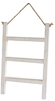Joy Choice 16 Wood Blanket Ladder Farmhouse Style,3-Tier Blanket Rack,Wall Hanging Ladder Blanket Holder,Wood Mini Ladder,Wood Towel Rack for Bathroom,Living Room and Kitchen.(White)