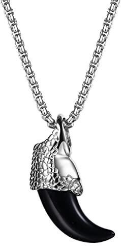 OIDEA Herren Halskette Schwarz Tribal: Retro Wikinger Kette mit Tribal Anhänger Weizenkette aus Edelstahl Silber Geschenk für Männer Junge