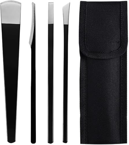 Honiwu Pedicure Knife Set, 4 PCS Pedicure Tool Kit, Professional Foot File Dead Hard Skin Remover Corn Feet Heel Cuticle Callus Shaver Foot Rasp Kit with Storage Bag for Dry Hard Cracked Skin