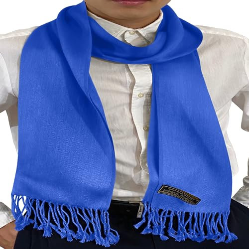 CJ Apparel Herren-Schal, nepalesisch, einfarbig, modisch, handgefertigt in Nepal, königsblau, Einheitsgröße