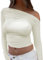 Bcenoilua Women's Y2K Long Sleeve Crop Tops Sexy Off Shoulder Ruched Slim Fit T-Shirt Casual Solid Color Basic Blouse Shirts Going Out Aesthetic Streetwear Tee Tops Apricot