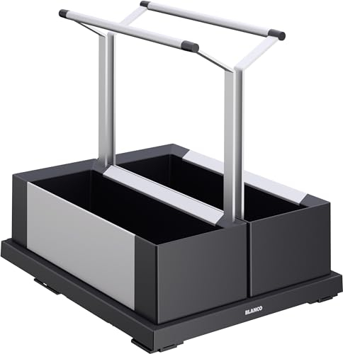 BLANCO Storage Caddy 40 | Kunststoff, Aluminium schwarzgrau | Komfortabler Zugriff dank des Griffs und der voll ausziehbaren Schiebefunktion