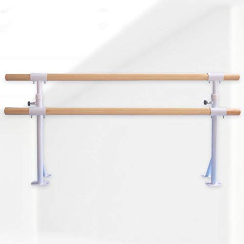 Mioedi Ballettstange, Ballettstange, Ballettstange, Doppel-Ballettstange, klappbare Fitness-Gymnastik-Dehnungsstange, bodenartige Halterung für Heimtanz, verstellbar (weiß 1,5 m)