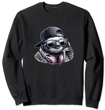 Faultier Sloth in Hip Hop Rapper Cap Sweatshirt