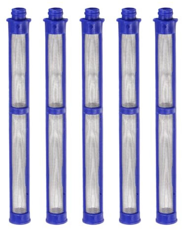 sourcing map 5 Pcs 100 Mesh Airless Spray Gun Filter 110mm Length, 10mm Diameter Airless Paint Spray Filter Universal Fits Most Spray Gun, Blue