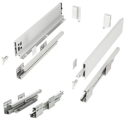 SOTECH Système de tiroirs JUNKER SLIM avec Push to Open (blanc, hauteur 84 mm, profondeur 400 mm, charge max. 35 kg) Système de tiroirs avec profilés de 13 mm