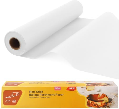 Baking Paper | 50m Baking Parchment Paper | Premium Quality Greaseproof Paper for Kitchen Use,Oven Safe and Food Grade Material | Perfect for Pastries, Catering | by GreenMingle