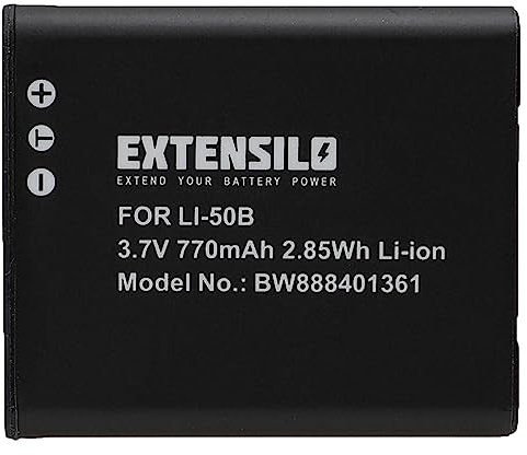 EXTENSILO 1x Batterie Remplacement pour Olympus Li-50B pour Appareil Photo (770mAh, 3,7V, Li-ION)