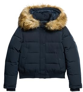 Superdry Damen Everest Kapuzen-Bomberjacke Nordisch Chrom Marineblau 40