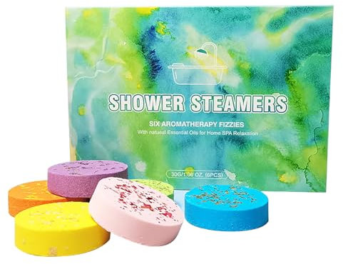 Welhammsae Duschbomben Set, 6 Stück mit 6 Düften, Shower Steamers Aromatherapie Bath Bombs, Selbstpflege Spa Entspannung, für Frauen, Männer, Mama, Papa, Lavendel, Minze, Rose, Vanille, Jasmin