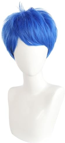 COSPLAZA Joy Bright Blue Wig Freude Kurze Layered Blue Damen Anime Cosplay Perücke