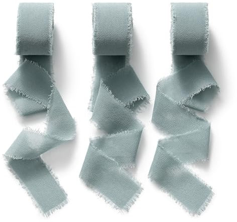 AOKSUNOVA Chiffonband Schleifenband Hochzeit 2,5cm Geschenkband Chiffon Seidenband Blau Stoffband