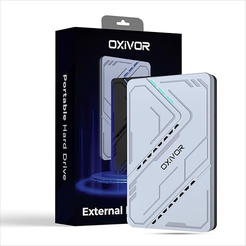 OXIVOR 200GB Portable External Hard Drive – 2.5 Ultra-Slim Hard Drive HDD with USB 3.0 for Desktop, PC, Mac, PS4, and Gaming Systems – Fast Data Transfer (Silver)