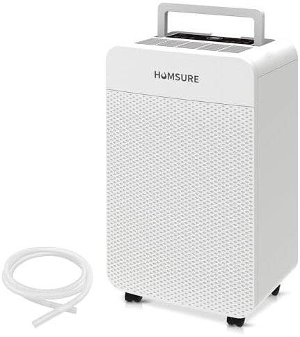 HUMSURE Luftentfeuchter Elektrisch 30L/24H, Luftentfeuchter Kellerräume mit 5,5 Liter Wassertank, Timer, Automatisches Abtauen, Kindersicherung, 1.2m Ablaufschlauch