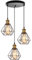 TOKIUS 3-flammig Hängelampe Retro Pendelleuchte Industrial Lampe Käfig Schwarz 16CM Lampenschirm aus Eisen mit E27 Fassung Messing Vintage Hängeleuchte für Küche Wohnzimmer (Pendellampe, Rondell)