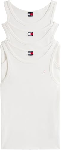 Tommy Jeans Men's TJM XSLIM 3 Pack Flag Tank EXT DM0DM21782 Other T-Shirts, Multi (Ecru/Ecru/Ecru), L