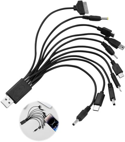 10 In 1 Charger Cable USB Universal Multifunctional Phone Multi Charging Cables for Many Adapters Compatible with Samsung LG Huawei ZTE and Sony Ericsson Nokia PSP USB Charging Cables